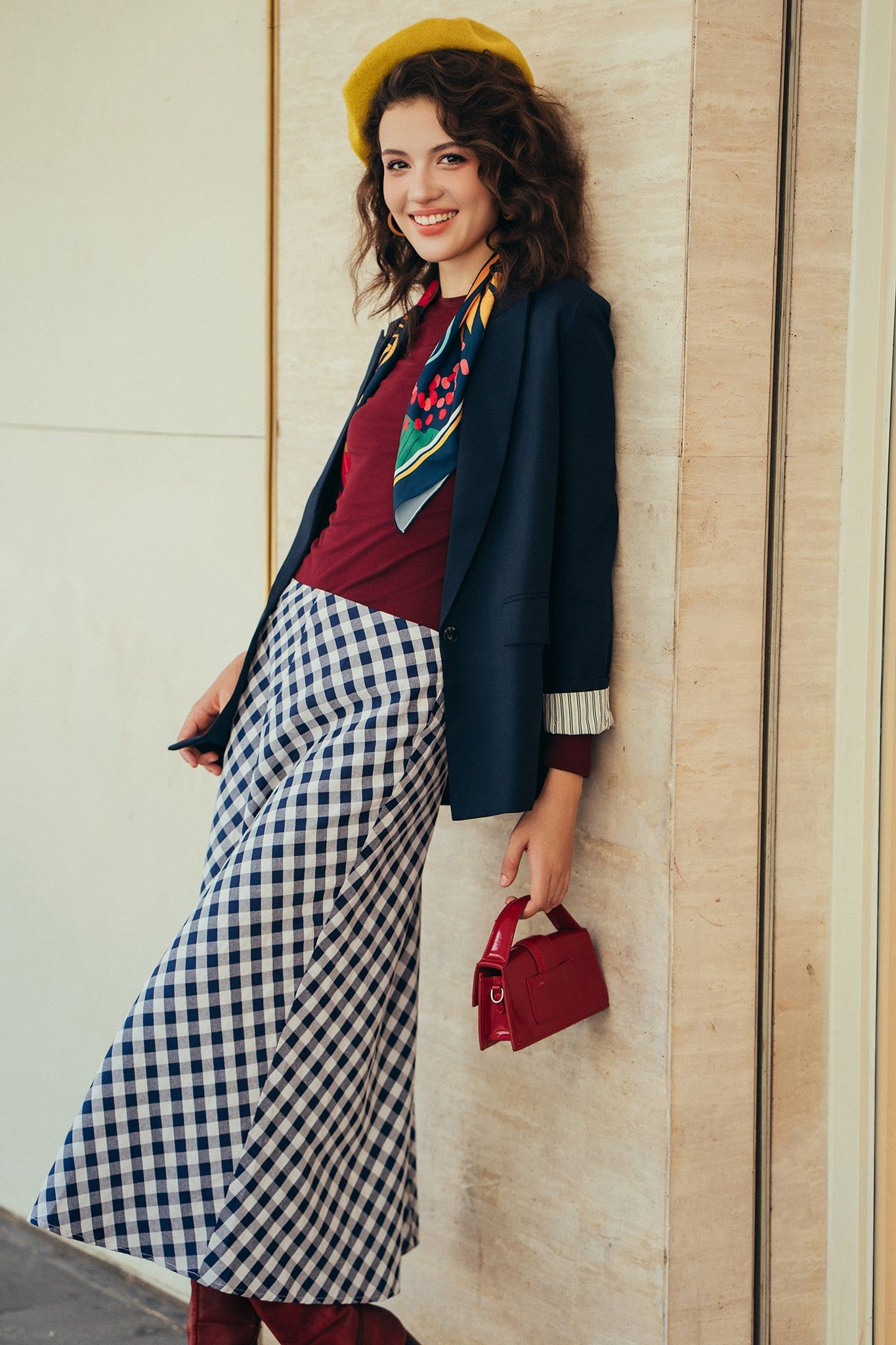 Áo blazer tech navy phối cửa tay