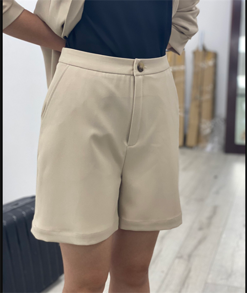 Short basic da lộn màu nâu nhạt