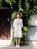 Đầm đuôi cá tunic trắng thêu thân trước