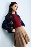  Bomber da lộn navy thêu hoa chữ thập 