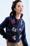  Bomber da lộn navy thêu hoa chữ thập 