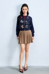  Bomber da lộn navy thêu hoa chữ thập 