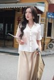  Sơ mi basic cổ V màu trắng 