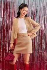  Chân váy A tweed be kèm belt 