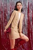  Blazer tweed be rua cổ 