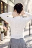  Top dài tay len ren gân nổi trắng kem cổ leo ( Form nhỏ - chọn tăng 1 size) 