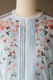  Áo peplum xanh thiên thanh thêu thân trước 