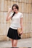  Áo thun basic hạt nổ màu kem 