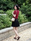 Chân váy mini Đen xếp ly kèm belt 