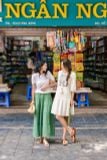  Chân váy maxi tơ nối tầng màu green 