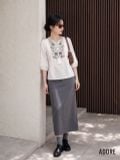  Chân váy Midi Basic Ghi Đậm 