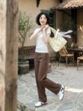  Áo thun basic hạt nổ màu kem 