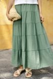  Chân váy maxi tơ nối tầng màu green 