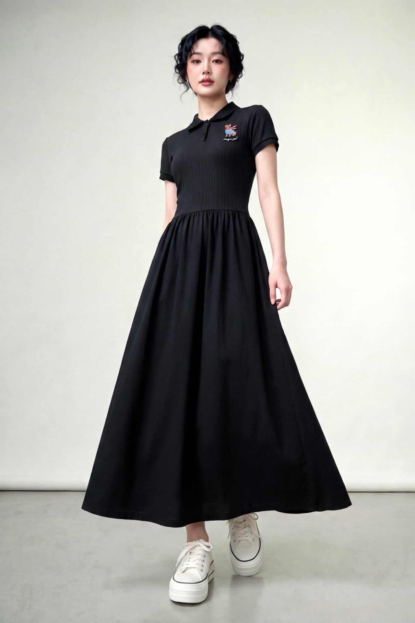  Đầm polo midi thun poplin 