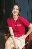  Áo thun dệt đỏ thêu ngực 