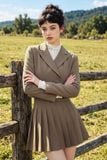  Blazer hè cổ 2 ve dáng ngắn nâu rêu 