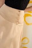  Chân váy Midi phối khuy sườn màu kaki sáng 