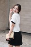  Chân váy A mini basic phối dây lấp lánh Đen 