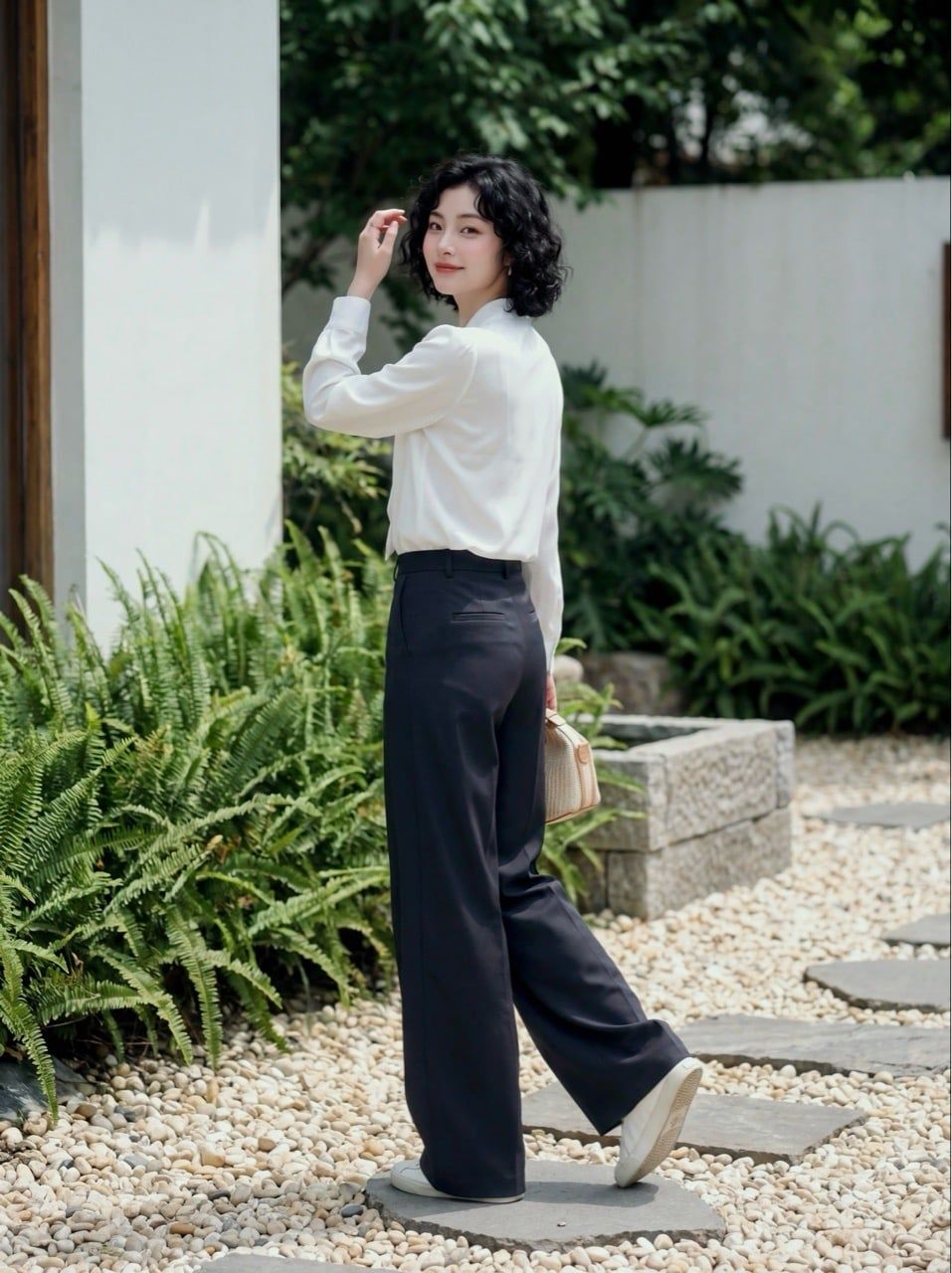  Quần suông basic màu ghi tàn 