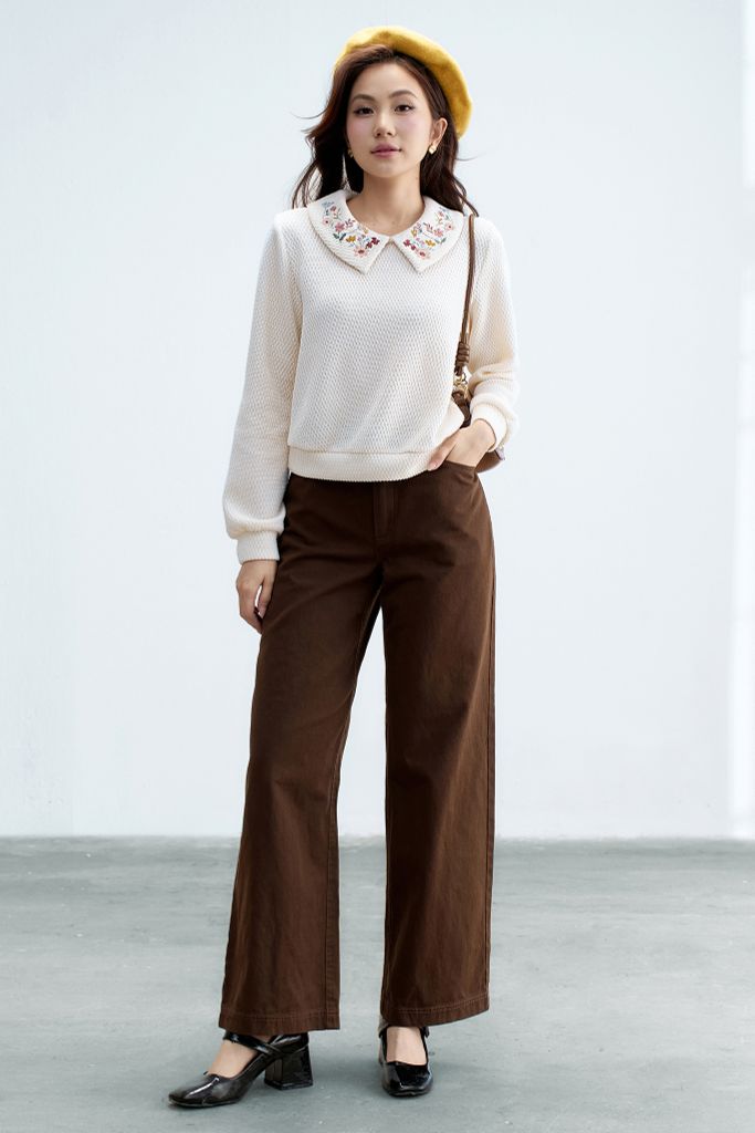 Quần kaki suông nâu chocolate