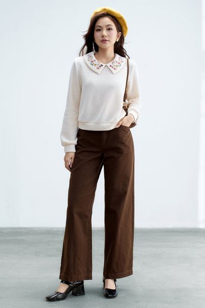 Quần kaki suông nâu chocolate