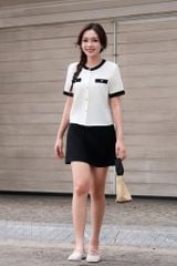  Chân váy A mini basic phối dây lấp lánh Đen 
