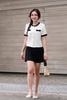 Chân váy A mini basic phối dây lấp lánh Đen