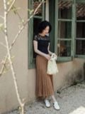  Áo thun ren can mảnh màu đen 