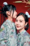  Lam Tường - Set áo dài tơ đèn lồng xanh ngọc lam 