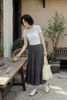 Chân váy dập ly basic ghi