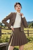  Blazer hè cổ 2 ve dáng ngắn nâu rêu 
