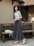  Áo thun ren can mảnh màu kem 