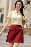  Chân váy A mini basic túi cơi Đỏ đô 