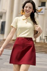  Chân váy A mini basic túi cơi Đỏ đô 