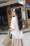  Sơ mi basic cổ V màu trắng 