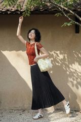  Chân váy dập ly basic đen 