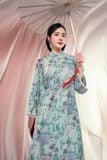  Lam Tường - Set áo dài tơ đèn lồng xanh ngọc lam 