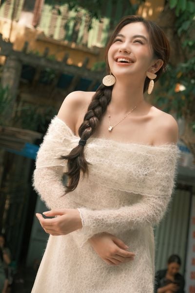 Bộ áo dài nữ lưới ren mây bồng bềnh