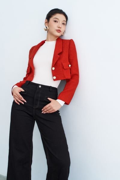 Quần jeans ống suông túi cơi đen