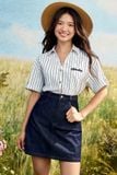  Chân váy A denim xanh chàm basic 