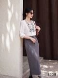  Chân váy Midi Basic Ghi Đậm 