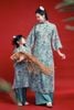 Lam Tường - Set áo dài bé gái tơ đèn lồng xanh ngọc lam