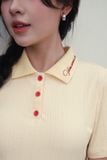  Áo thun polo vàng kem thêu lá cổ 