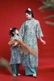  Lam Tường - Set áo dài tơ đèn lồng xanh ngọc lam 