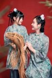  Lam Tường - Set áo dài tơ đèn lồng xanh ngọc lam 