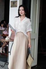 Chân váy lụa dài màu Nâu Champagne 