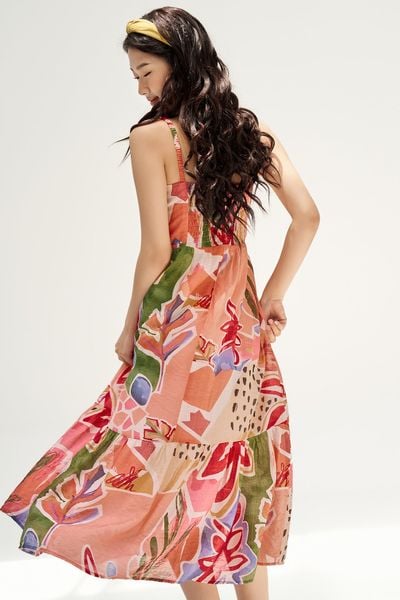 Đầm maxi voan tơ pink summer
