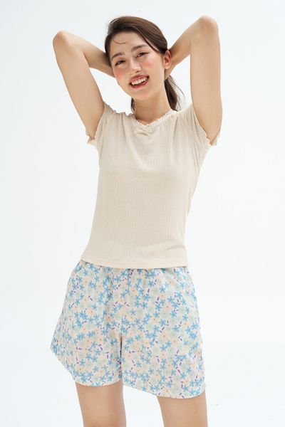 Bộ mặc nhà áo thun quần shorts xanh mint
