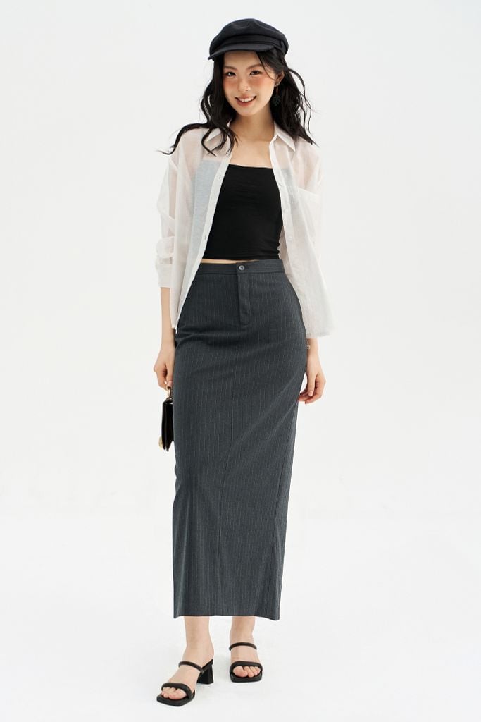 Chân váy midi tàn basic