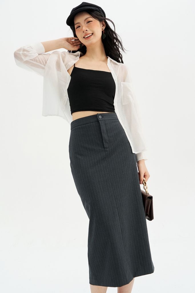 Chân váy midi tàn basic